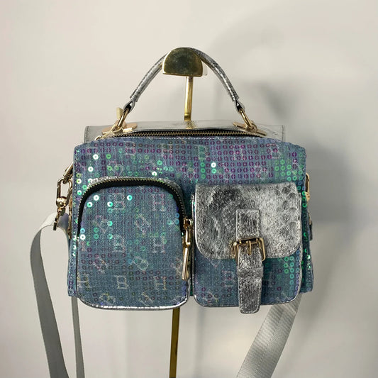 [$299.99] Any 2 Big bags-Blue Glitter Bag